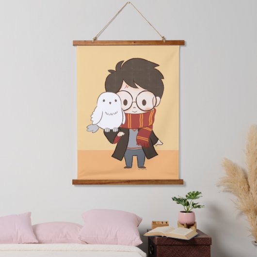 Chibi HARRY POTTER™ & Hedwig Hangend Wandkleed (Slaapkamer)