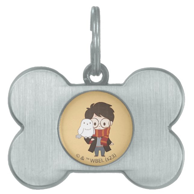 Chibi HARRY POTTER™ & Hedwig Huisdieren Naamplaatje (voorkant)
