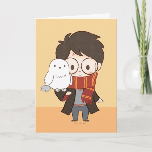 Chibi HARRY POTTER™ & Hedwig Kaart (Voorkant)