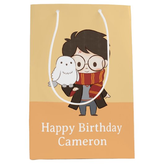Chibi HARRY POTTER™ & Hedwig Medium Cadeauzakje (Voorkant)