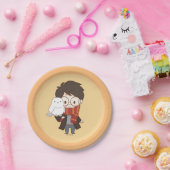Chibi HARRY POTTER™ & Hedwig Papieren Bordje (Feest)