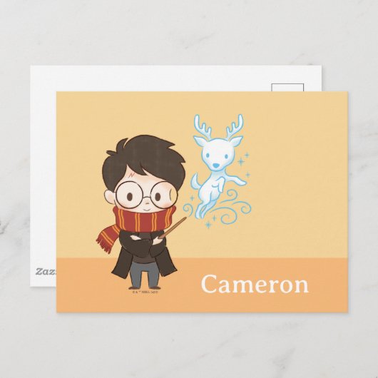 Chibi HARRY POTTER™ Patronus Briefkaart (Voorkant / Achterkant)