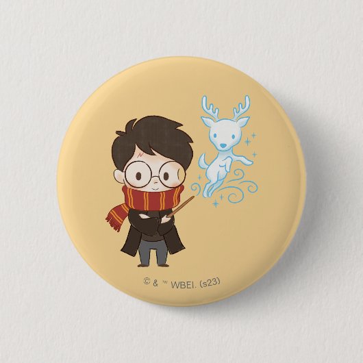 Chibi HARRY POTTER™ Patronus Ronde Button 5,7 Cm (Voorkant)