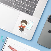 Chibi HARRY POTTER™ Patronus Sticker (Laptop met iPhone)