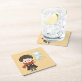 Chibi HARRY POTTER™ Patronus Vierkante Kartonnen Onderzetter (Insitu)
