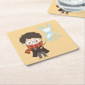 Chibi HARRY POTTER™ Patronus Vierkante Kartonnen Onderzetter (Schuin)
