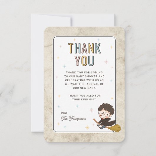 Chibi Harry Potter Wizard Baby Shower Bedankkaart (Voorkant)