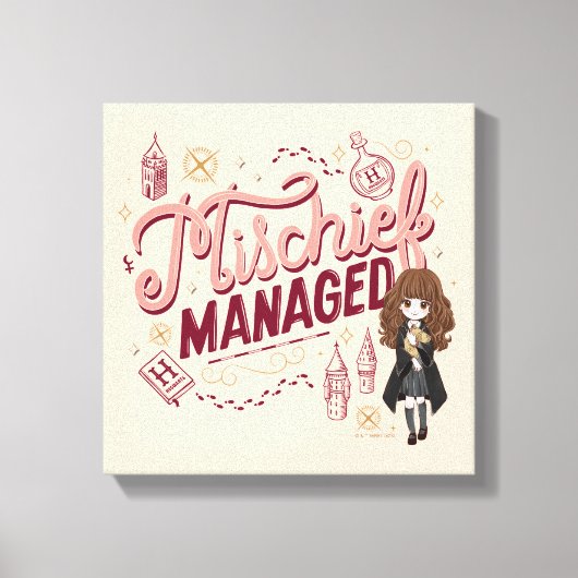 Chibi Hermelien "Mischief Managed" Canvas Afdruk (Voorkant)