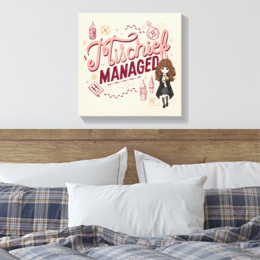 Chibi Hermelien "Mischief Managed" Canvas Afdruk (Insitu (Slaapkamer))