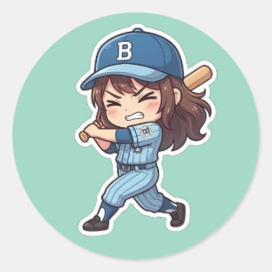 Chibi-honkbaleditie - Zware Slahitter Ronde Sticker
