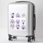 Chibi in Paarse Pop Art Custom-Cut Vinyl Sticker (Koffer)