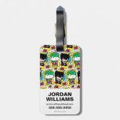 Chibi Joker en Batman-spelkaartpatroon Bagagelabel (Achterkant verticaal)