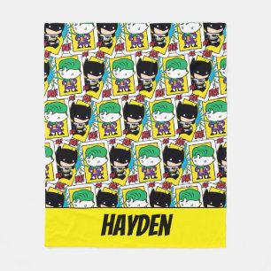 Chibi Joker en Batman-spelkaartpatroon Fleece Deken