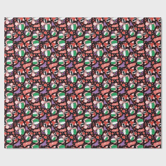 Chibi Joker en Harley Heart Pattern Cadeaupapier (Vlak)