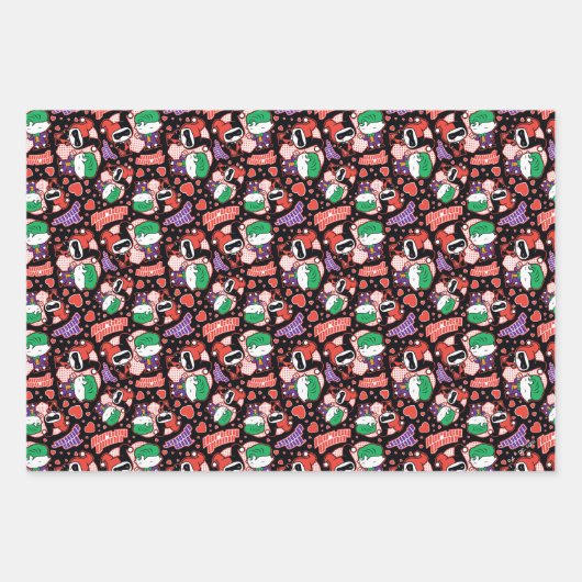 Chibi Joker en Harley Heart Pattern Inpakpapier Vel (Voorkant)