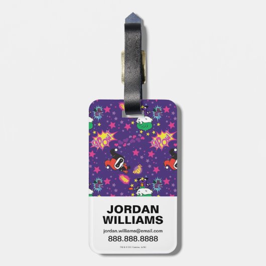 Chibi Joker en Harley Pattern Bagagelabel (Achterkant verticaal)