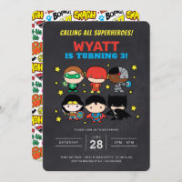 Chibi Justice League Chalkboard Invitation d'anniv