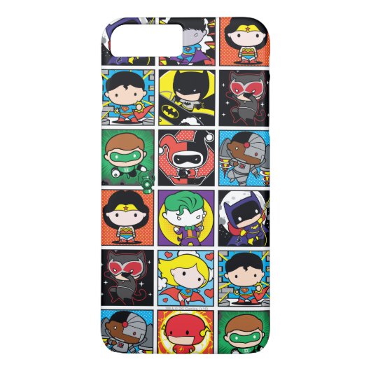 Chibi Justice League Character Pattern Case-Mate iPhone Case (Achterkant)