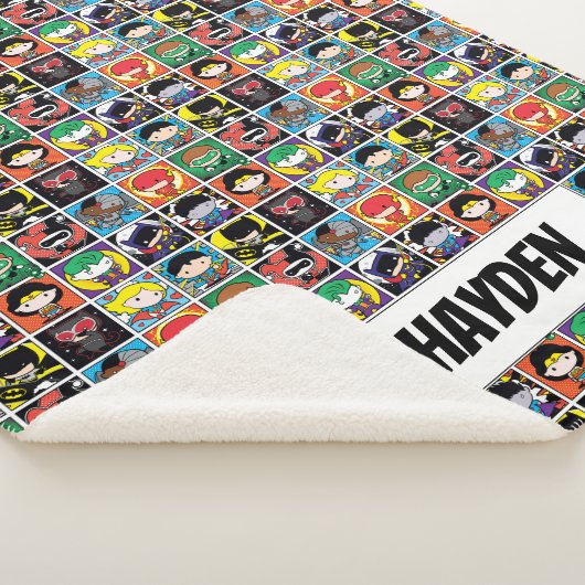 Chibi Justice League Character Pattern Sherpa Deken (3/4)