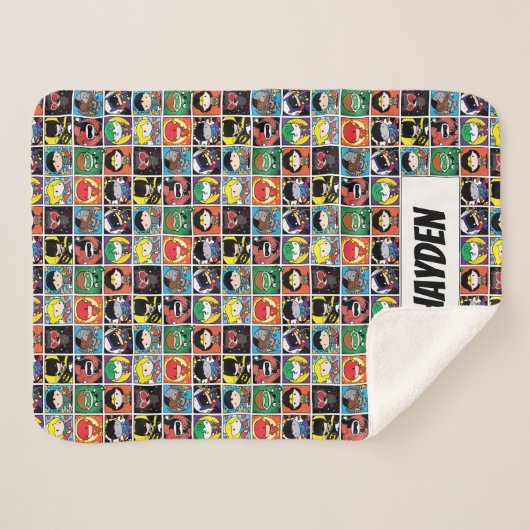 Chibi Justice League Character Pattern Sherpa Deken (Voorkant (horizontaal))