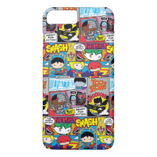 Chibi Justice League Comic Book Pattern iPhone 8 Plus / 7 Plus Hoesje