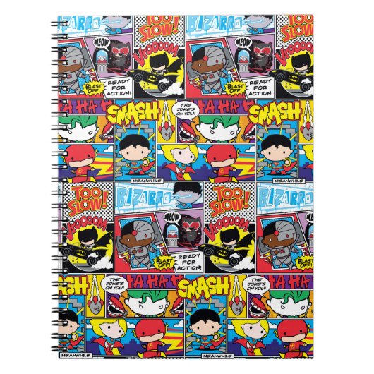 Chibi Justice League Comic Book Pattern Notitieboek (Voorkant)