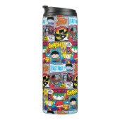 Chibi Justice League Comic Book Pattern Thermosbeker (Geroteerd rechts)