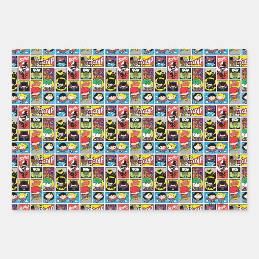 Chibi Justice League Compilation Pattern Inpakpapier Vel (Voorkant 3)