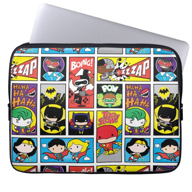 Chibi Justice League Compilation Pattern Laptop Sleeve (Voorkant)