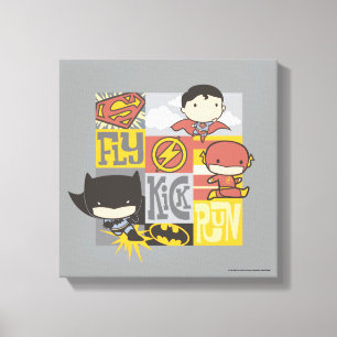 Chibi Justice League   Fly, Kick, Run Canvas Afdruk