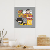 Chibi Justice League | Fly, Kick, Run Poster (Keuken)