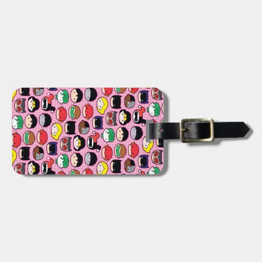 Chibi Justice League Head Pattern Bagagelabel (Voorkant horizontaal)