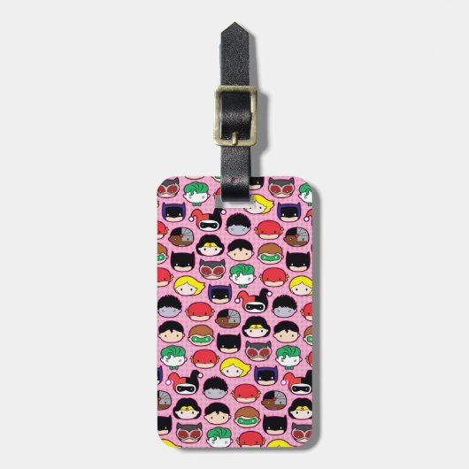 Chibi Justice League Head Pattern Bagagelabel (Voorkant verticaal)