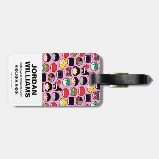 Chibi Justice League Head Pattern Bagagelabel (Achterkant horizontaal)