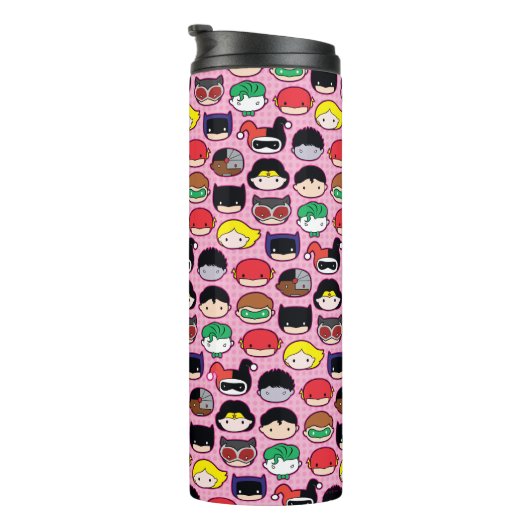 Chibi Justice League Head Pattern Thermosbeker (Geroteerd rechts)