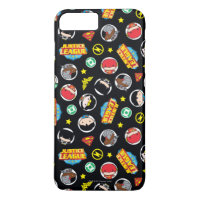 Chibi Justice League Heroes en Logos Pattern