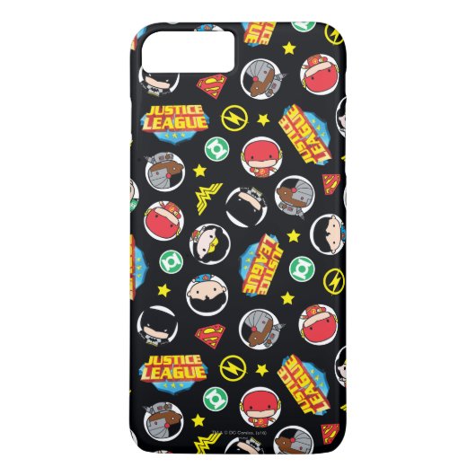 Chibi Justice League Heroes en Logos Pattern Case-Mate iPhone Case (Achterkant)