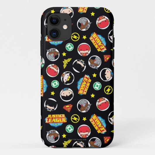 Chibi Justice League Heroes en Logos Pattern Case-Mate iPhone Case (Achterkant)