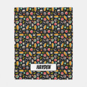 Chibi Justice League Heroes en Logos Pattern Fleece Deken (Voorkant)