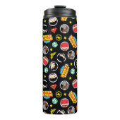 Chibi Justice League Heroes en Logos Pattern Thermosbeker (Voorkant)