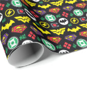 Chibi Justice League Logo Pattern Cadeaupapier (Rol Hoek)