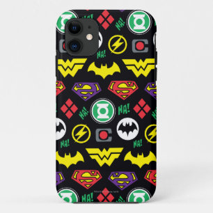 Chibi Justice League Logo Pattern iPhone 11 Hoesje