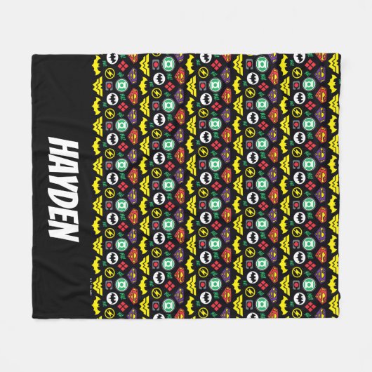 Chibi Justice League Logo Pattern Fleece Deken (Voorkant (Horizontaal))