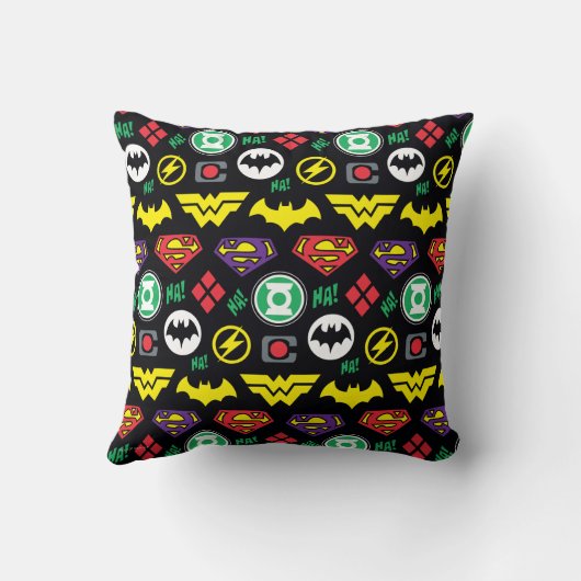 Chibi Justice League Logo Pattern Kussen (Achterkant)