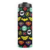 Chibi Justice League Logo Pattern Thermosbeker (Voorkant)