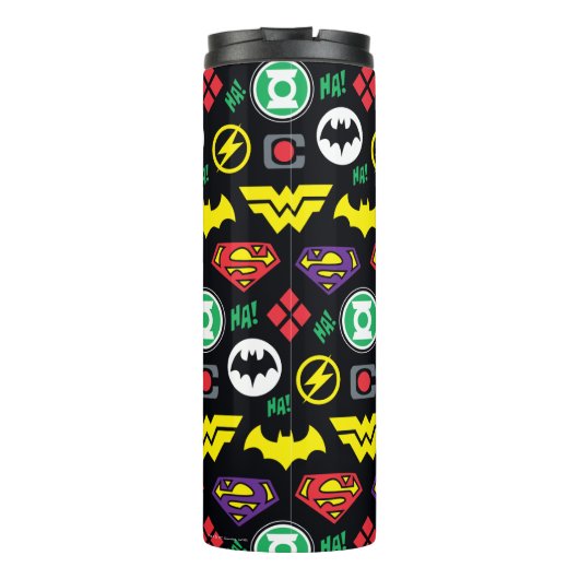 Chibi Justice League Logo Pattern Thermosbeker (Achterkant)