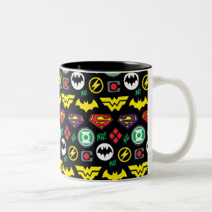 Chibi Justice League Logo Pattern Tweekleurige Koffiemok