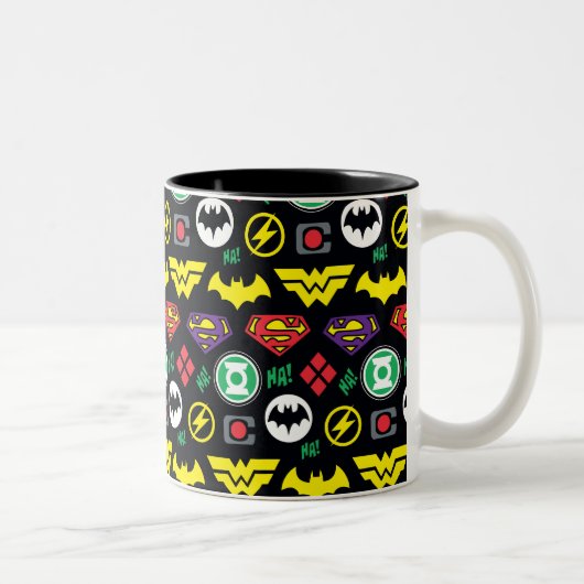 Chibi Justice League Logo Pattern Tweekleurige Koffiemok (Rechts)