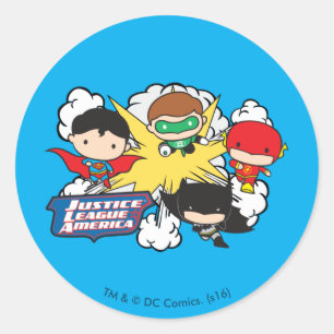 Chibi Justice League of America Explosion Ronde Sticker