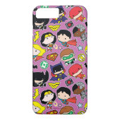 Chibi Justice League Pattern over Paars Case-Mate iPhone Case (Achterkant)